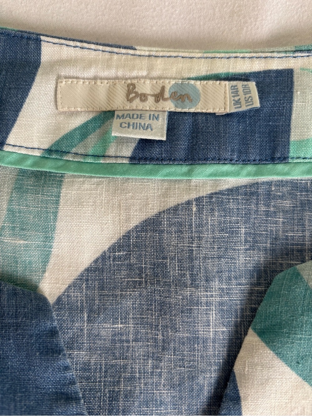 Boden Linen Blue & Aqua Geometric Dress/ Tunic - Picture 4 of 6